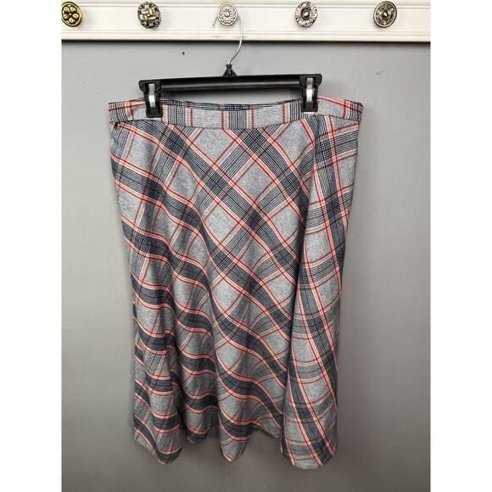 Biltmore Midi Skirt Womens 14 Plaid Wool Blend Lined Blue Pink‎ Yellow Preppy